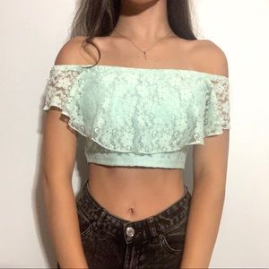 H&M Lacy Off-The-Shoulder Crop Top